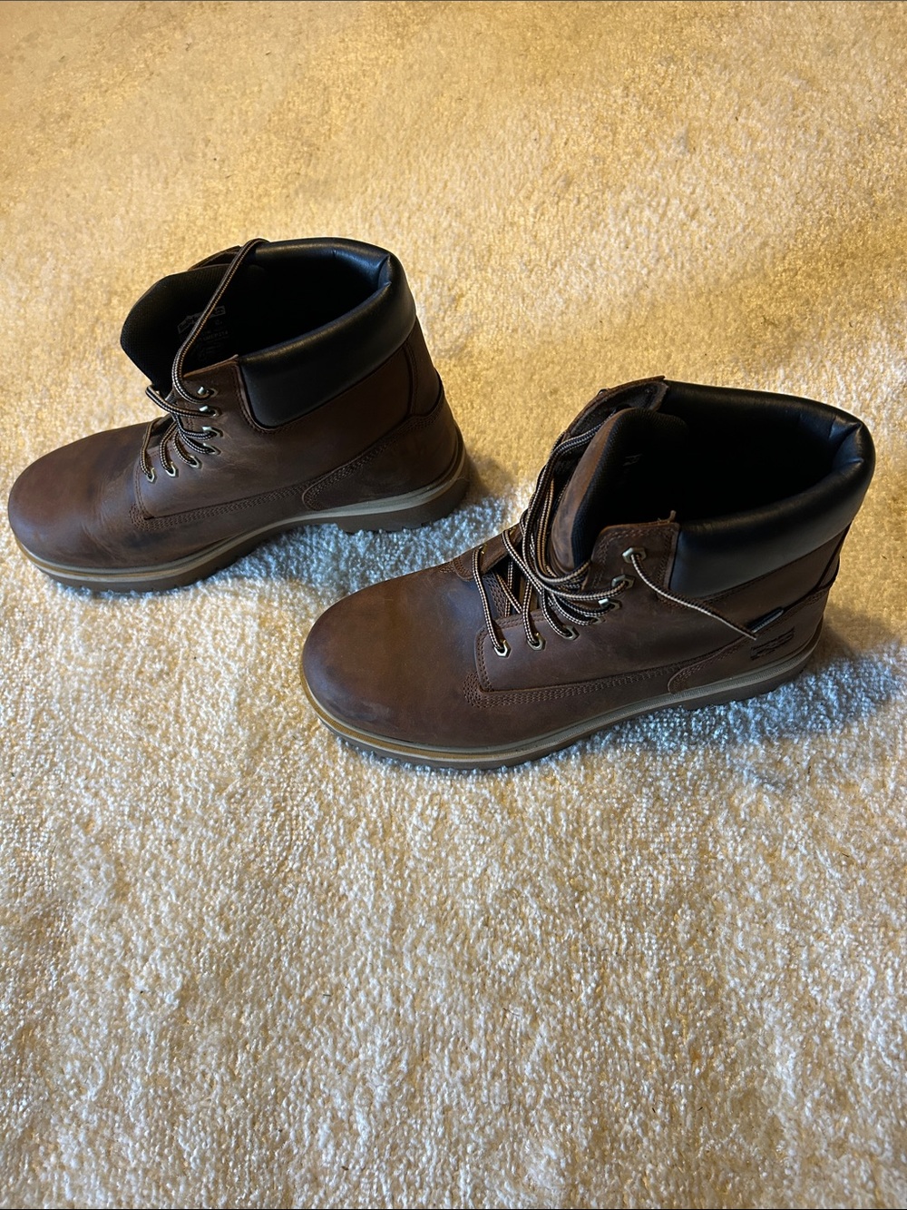 Timberland NWOT Brown Leather Lace-Up Work Boots - Picture 2 of 11